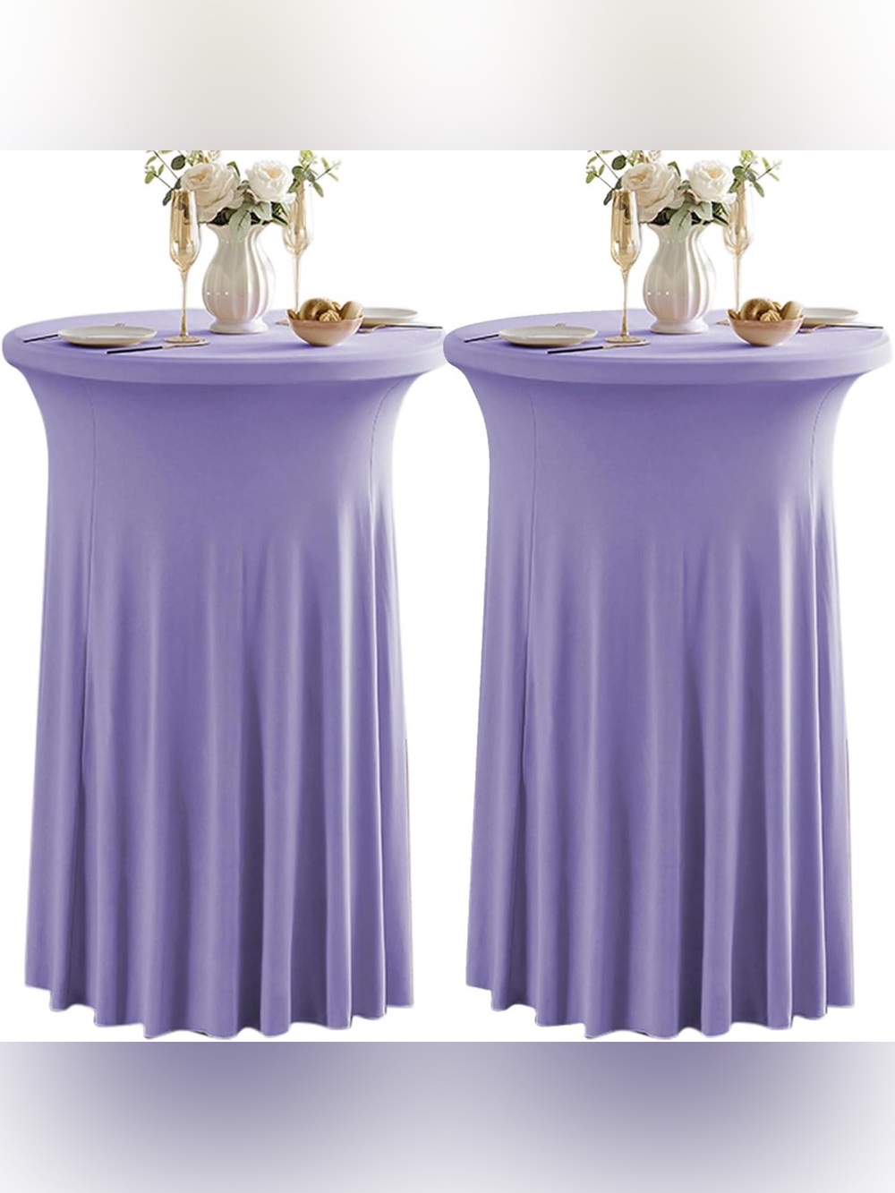 Stretch Spandex Cocktail Table Cover in Lavender - Set of 2